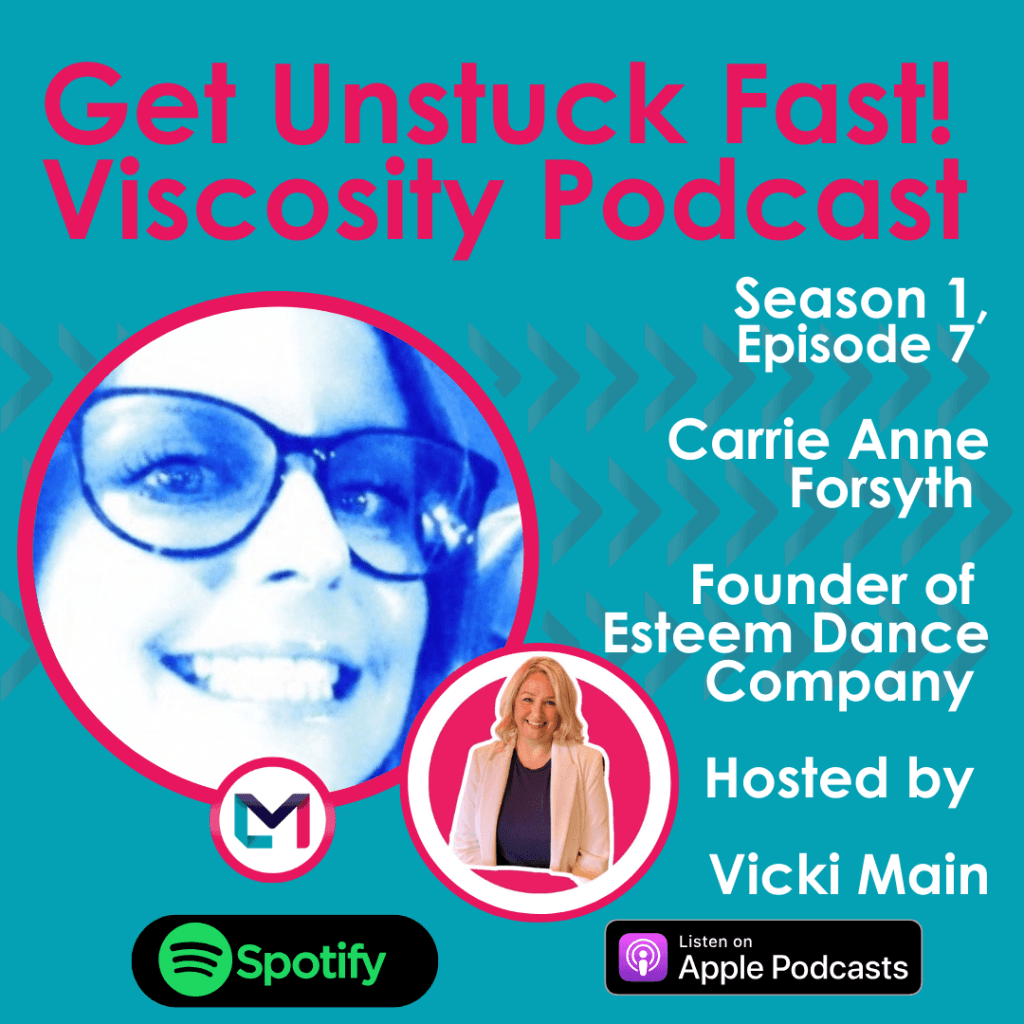 Get Unstuck Fast! Viscosity Podcast. Season 1, episode 7; Tips for Growing a Family Business and Not Giving Up On Your Dreams with Carrie Anne Forsyth